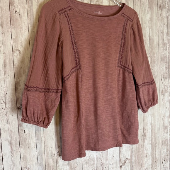 Pure Jill Elements J. Jill Mixed Media Embroidered Top - Picture 3 of 6